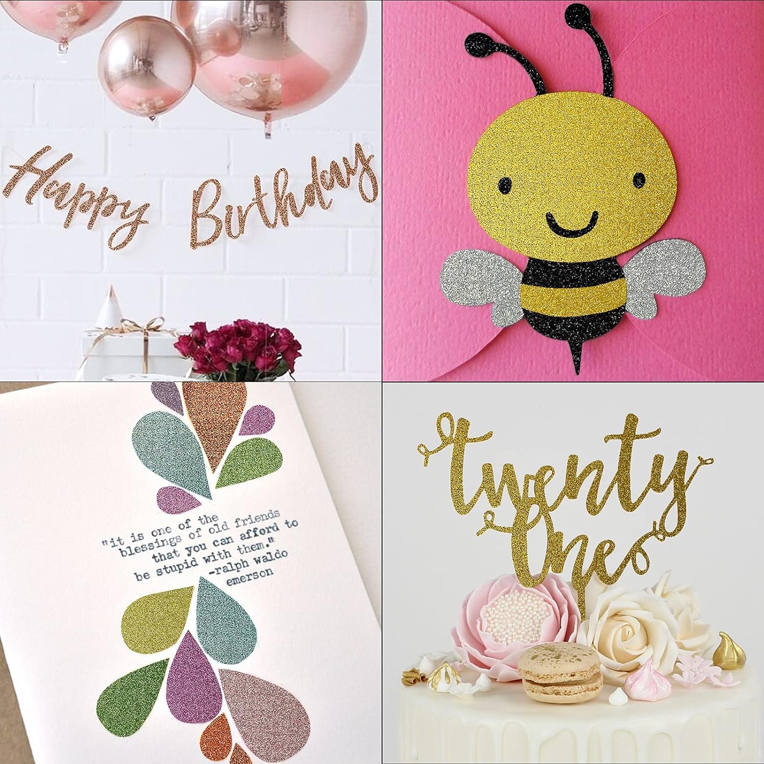 20 Feuilles De Papier Pailleté A4, 20 Couleurs, 250g/m²