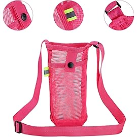Tainehs Adjustable Shoulder Strap Beach Bottle Bag Carrier for Sports, Camping, Walking, Gym, Hiking - Orange/Rose Pink