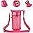 Tainehs Adjustable Shoulder Strap Beach Bottle Bag Carrier for Sports, Camping, Walking, Gym, Hiking - Orange/Rose Pink