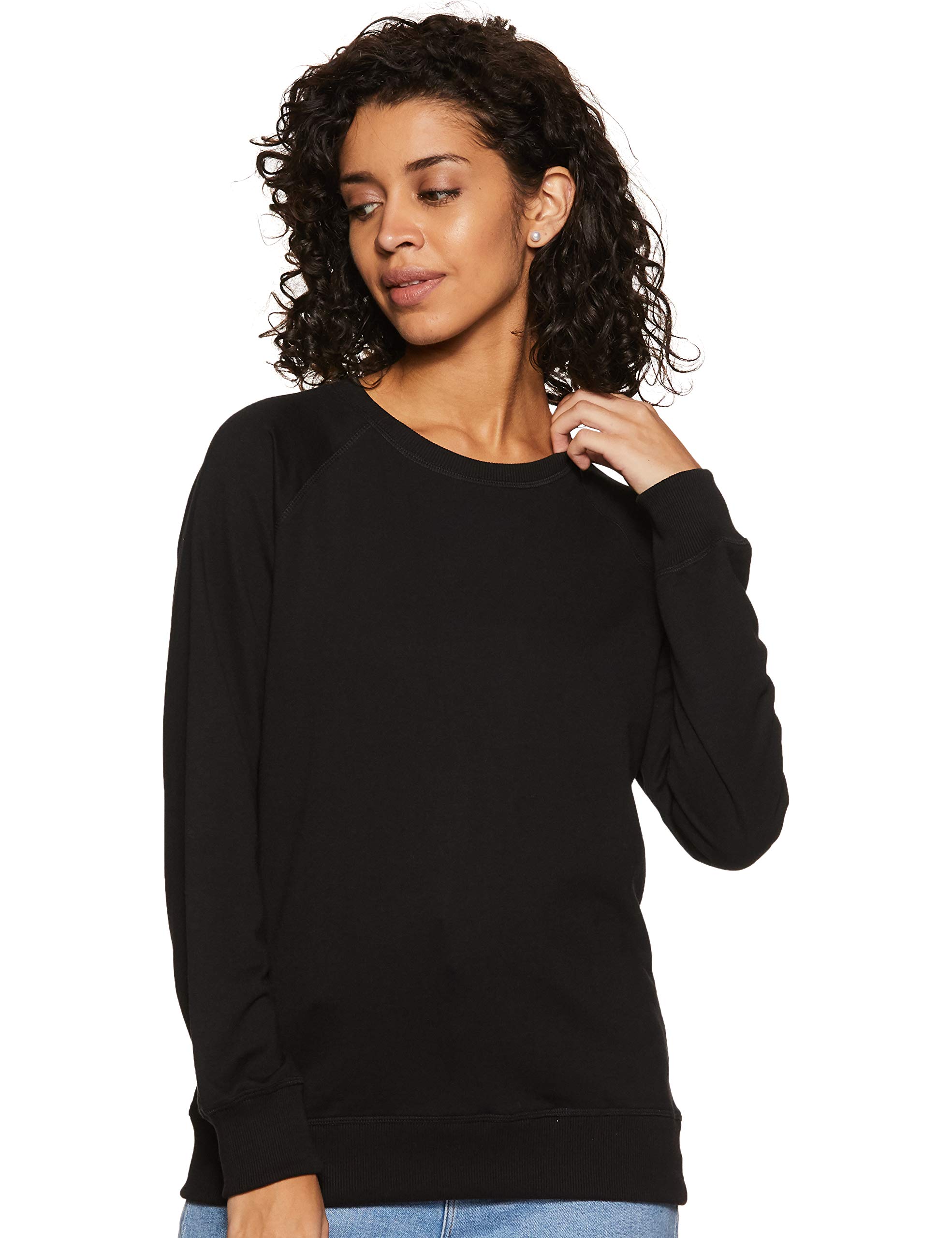 Women Cotton Blend Round Neck Regular Fit Cropped Sweatshirt (Pullover)