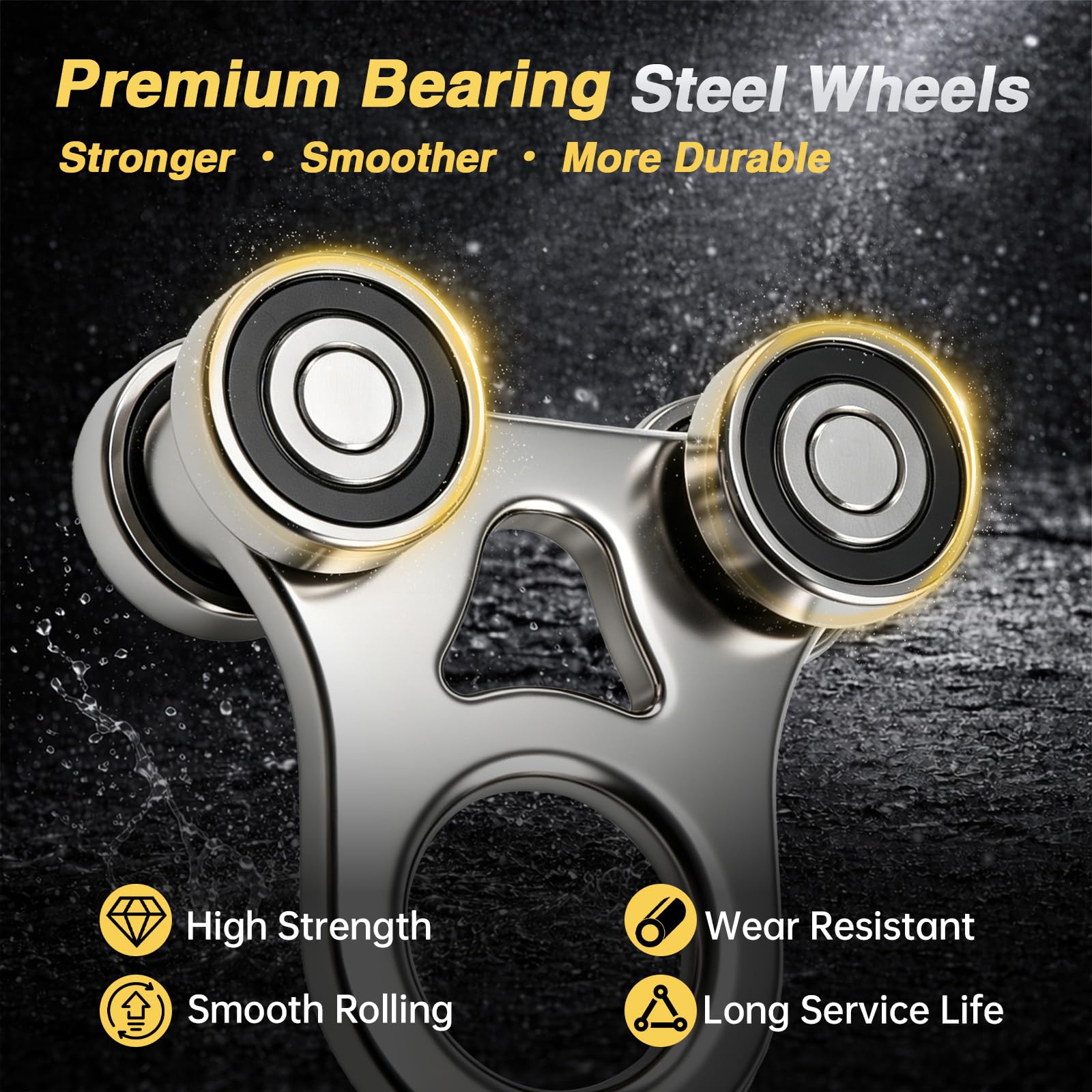 4-Wheel Silent Trolley Rollers, Four Bearing Trolleys Compatible with 1-5/8'' Wide * 1-5/8'' High Strut Channel Trolley Track, 4 PCS — Amazon image 3