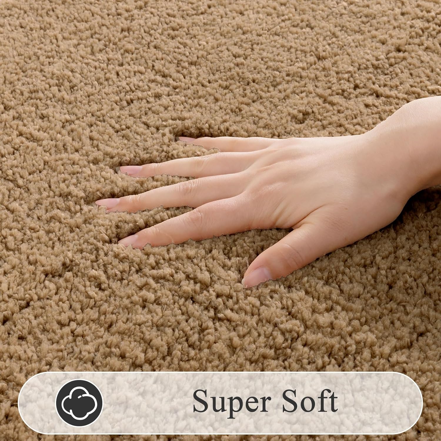 SHACOS 5 Pieces Bathroom Rugs Set with Toilet Lid Cover Ultra Soft Absorbent Microfiber Bath Mat U Shape Contour Rug for Bathroom, Non Slip Machine Washable Bath Runner Rugs for Bedroom, Beige Brown