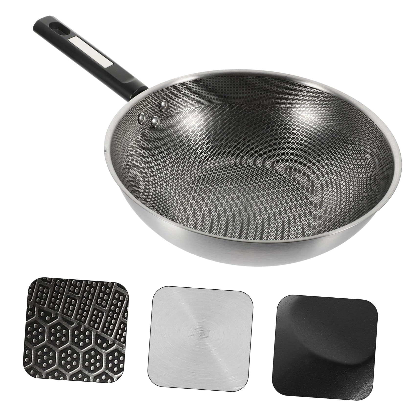 Homoyoyo Padella Rivestimento Antiaderente a Nido D'ape in Acciaio Inossidabile e Fondo Piatto Manico Ergonomico per Cucinare Uova e Fritture in Cucina