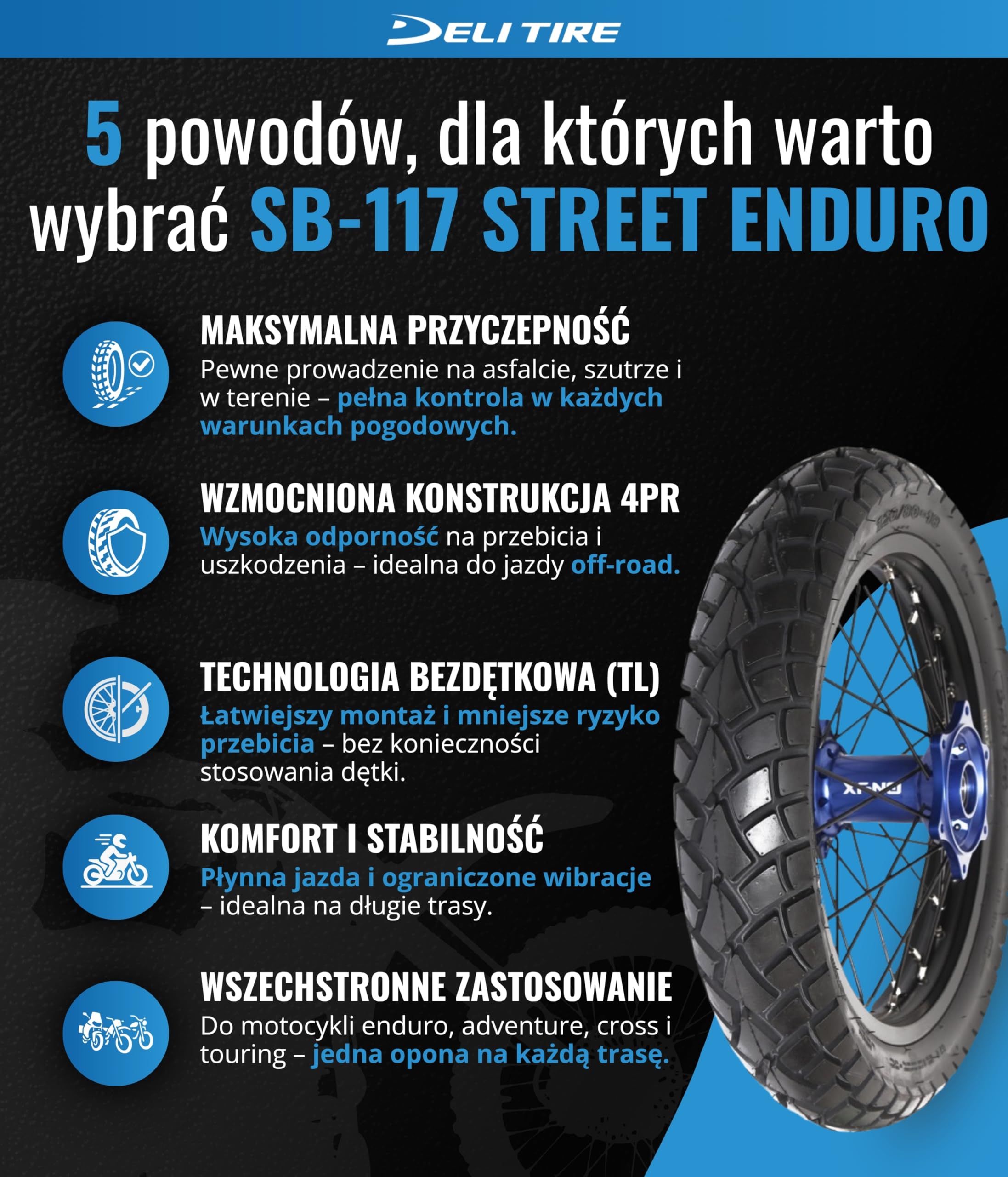 OPONA DELI SB-117 STREET ENDURO 110/80-17 KOSTKA