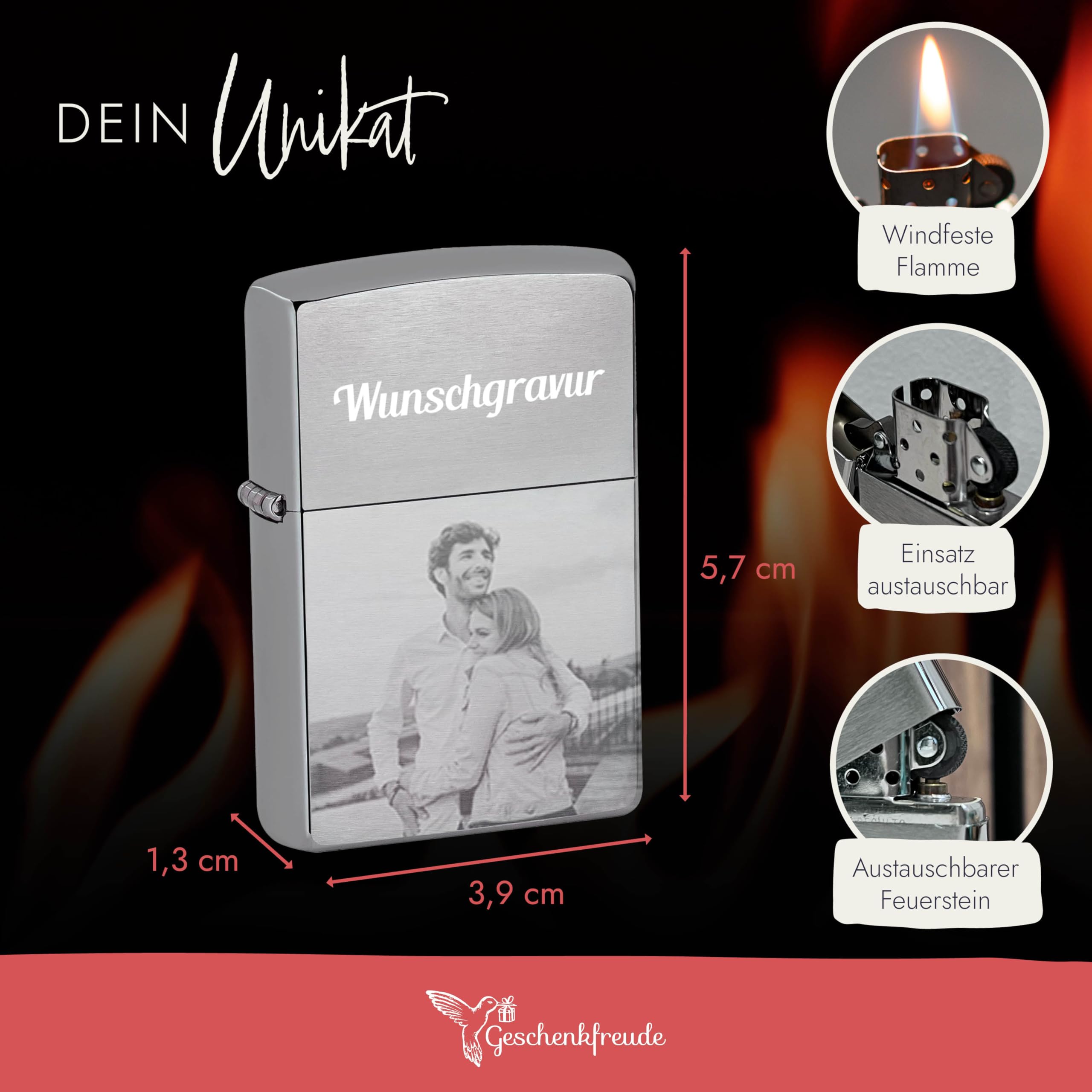 Zippo Feuerzeug mit Gravur - Zippo mit Gravur und Foto/personalisierte Geschenke für Männer - Geschenke für Papa - Vatertagsgeschenk für Papa - Fotogeschenke - Geschenkidee für Vatertag