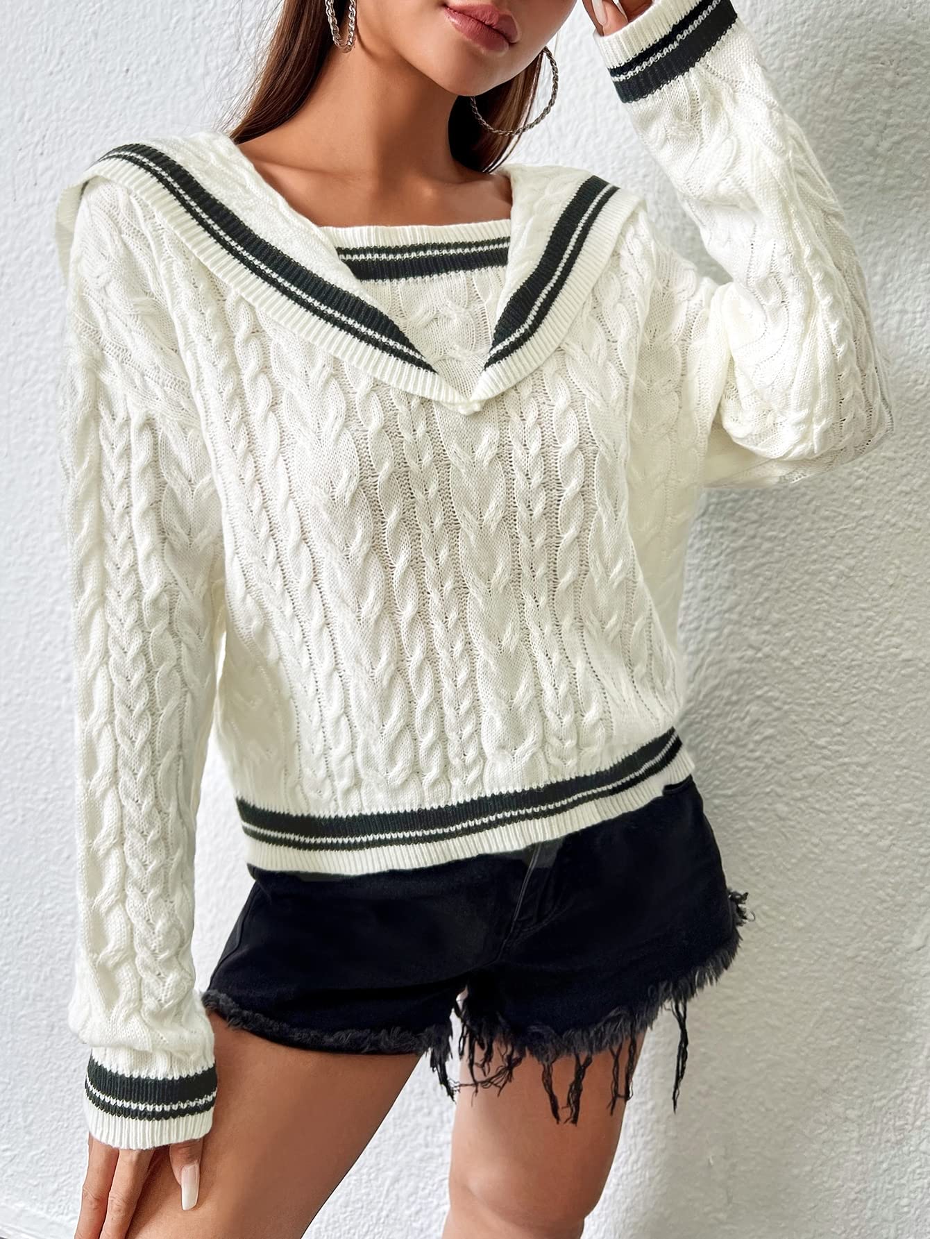 トップス Sailor-Collar Cable Knit Pullover Sailor-Collar Cable Knit Pullover