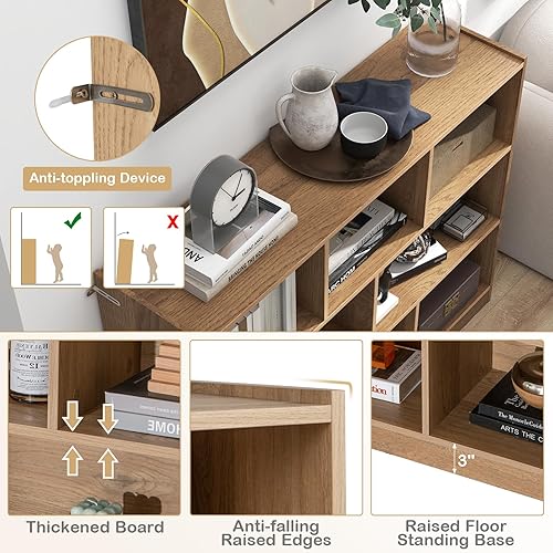 Miniatura 5 de LOKO Estantería abierta de 3 niveles, estantería de madera blanca para dormitorio, sala de estar y habitación de los niños, estantería de 8 cubos,