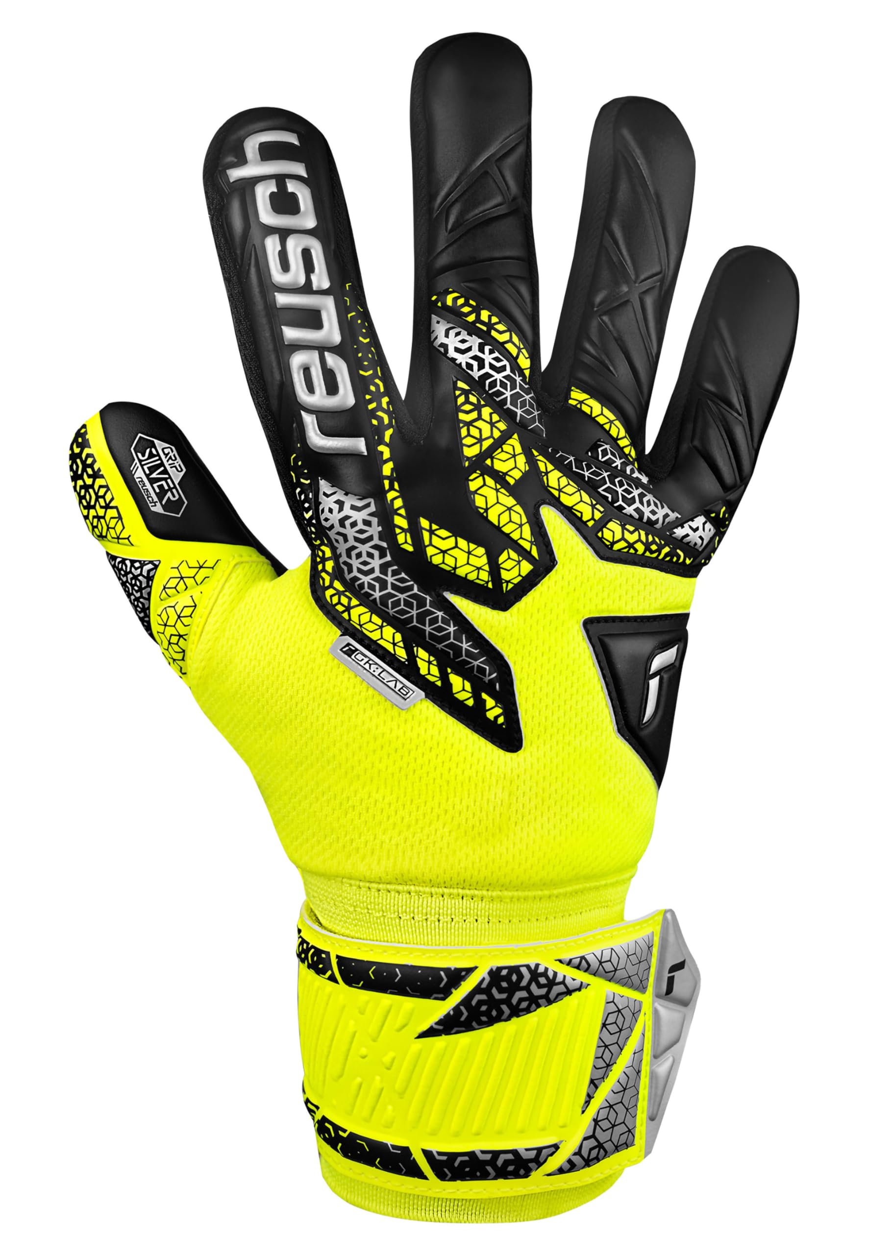 Reusch Torwarthandschuhe Unisex Erwachsene | starker Grip, sicherer Halt, Komfort & Kontrolle | atmungsaktiv & robust | für Training & Spiel | Rasen & Kunstrasen | Größe 7-11 | Attrakt Silver