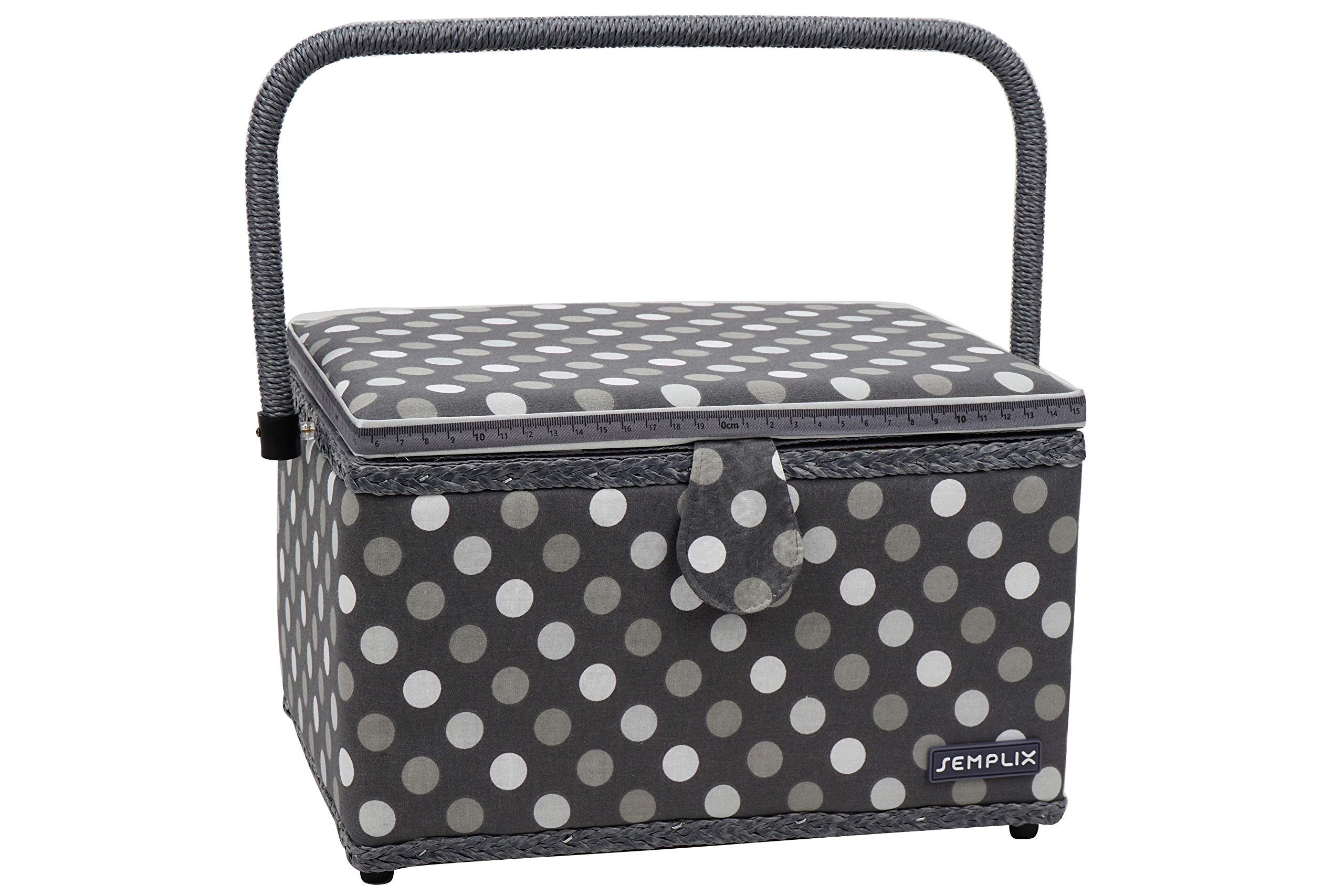 SEMPLIX Bundle Polka Dots torba na maszynę do szycia + kosz na przybory do szycia L (antracyt/szary)