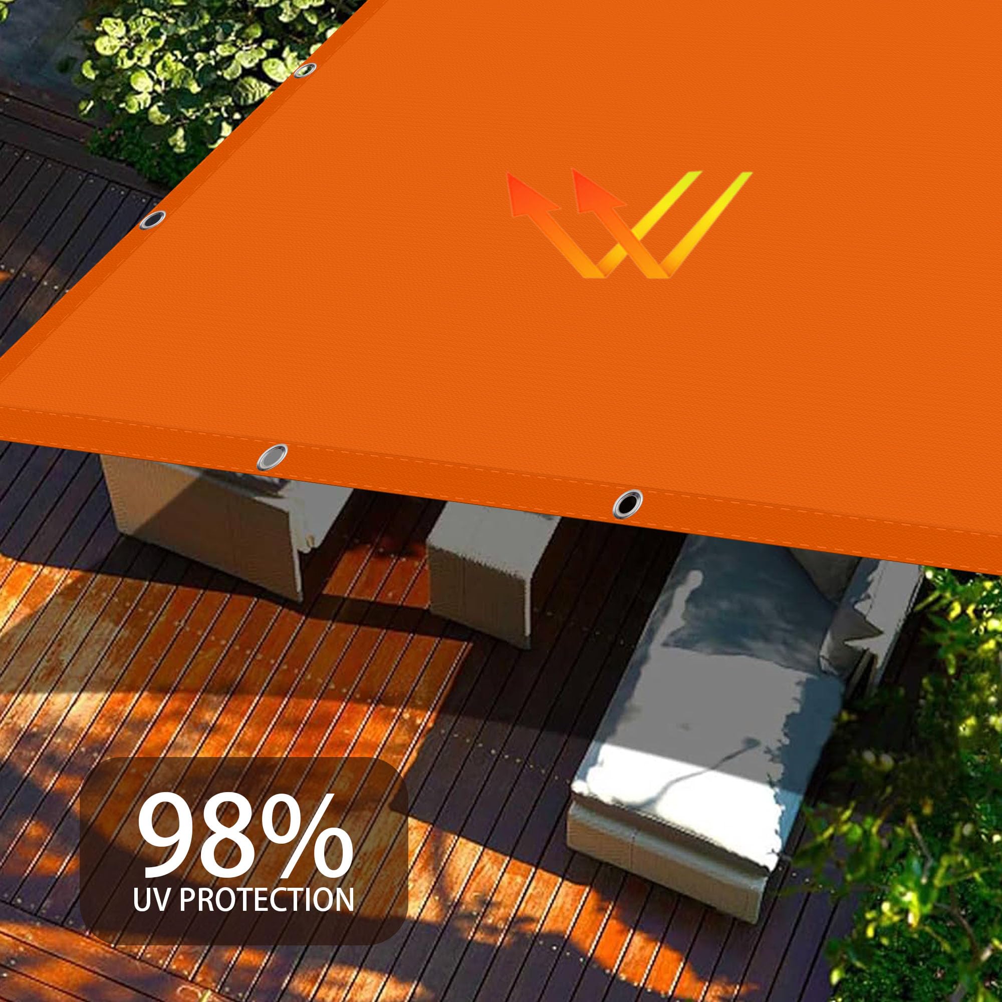 Sonnensegel Quadrat 4 x 5 m Sonnenschutz Wasserabweisend Camping Sonnenschutz Segel Reißfest für Terrasse, Garten, Balkon, Camping, Orange