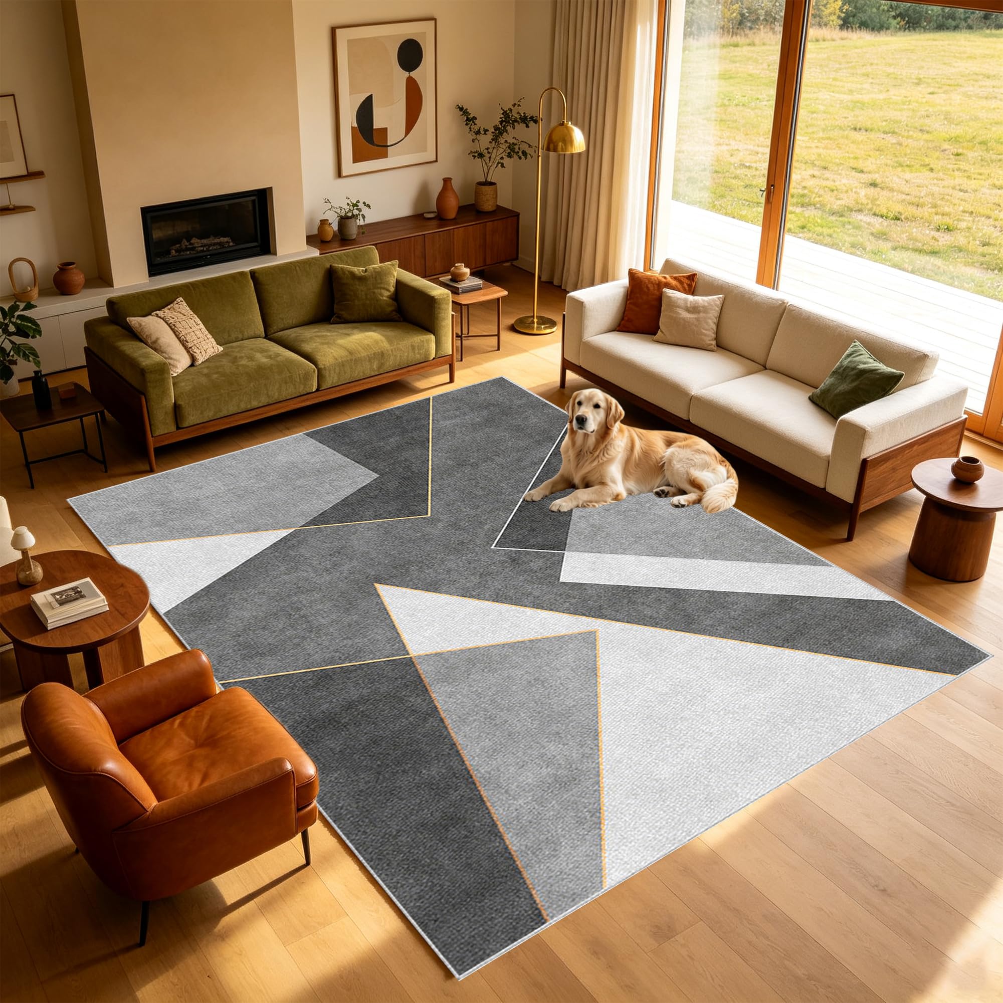 Dywany do salonu, duży, antypoślizgowy, geometryczny dywan 90 x 100