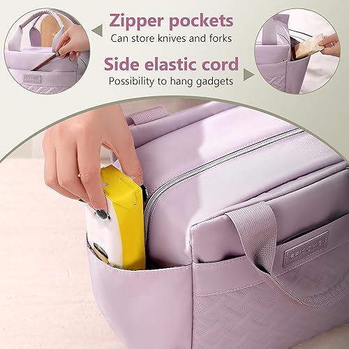 Miniatura 4 de Lonchera aislada para mujer, lonchera de trabajo a prueba de fugas de 11 litros con soporte para botellas y bolsillos laterales, espaciosos