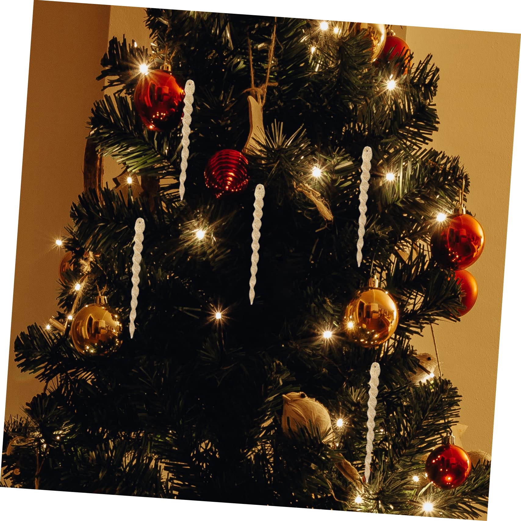 TOPBATHY 240 STK Zwiebel-Pulver- -Schnee-Nadel Weihnachtsbaum Schneeflocke Dekoration Urlaub hängende Eiszapfen Christbaumschmuck Christbaum anhänger Weihnachtsdekorationen Partyzubehör