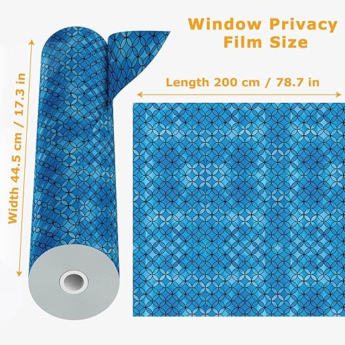 Miniatura 7 de WALPLUS Película de ventana con patrón de círculos para ventana, bloqueador solar extraíble, control de calor, no adhesivo, sala de estar,