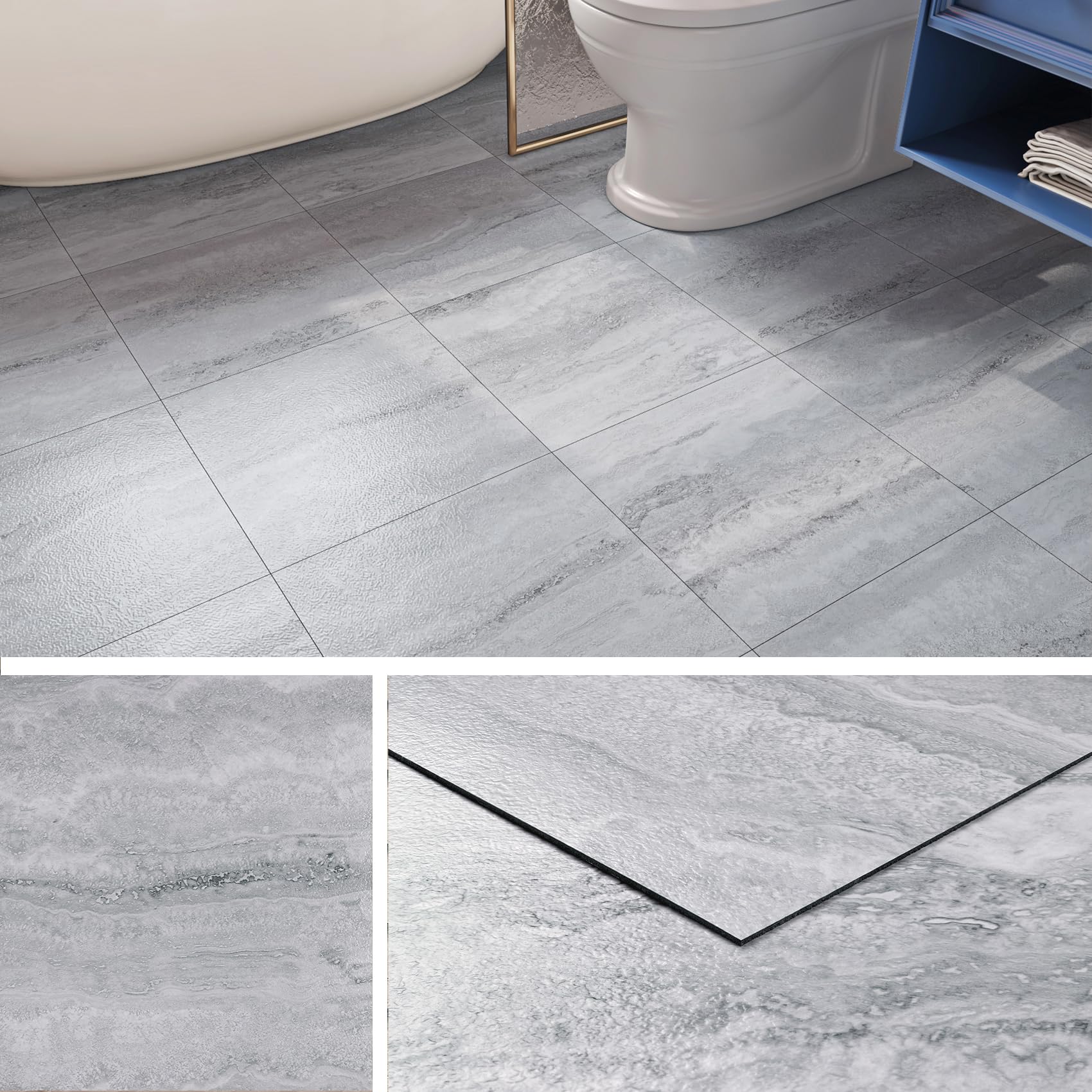 Pavimentos Antideslizantes Suelo Vinilico 24 Baldosas De PVC Autoadhesivas  60x30cm - Impermeables, Antideslizantes - Para Cocina, Salón U Oficina  (gris Piedra) Baldosa Composite 50x50 Suelos Antideslizantes Homogéneos, image size:1700x1700