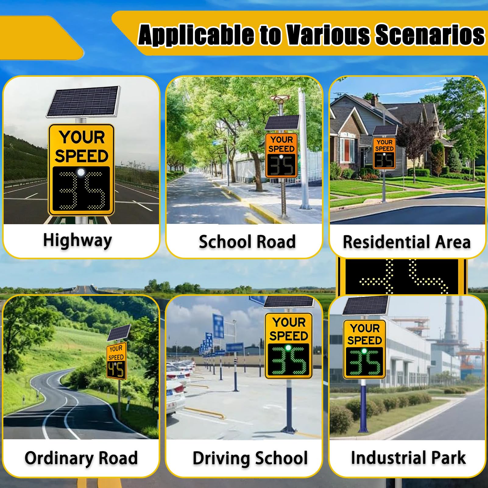 Señal De Velocidad De Radar Con Energía Solar Con Tablero De Pantalla Led Remoto, Impermeable IP65 Para Seguridad Vial, Placa De Advertencia Reflectante De Alto Brillo Para El Control De Tráfico De La