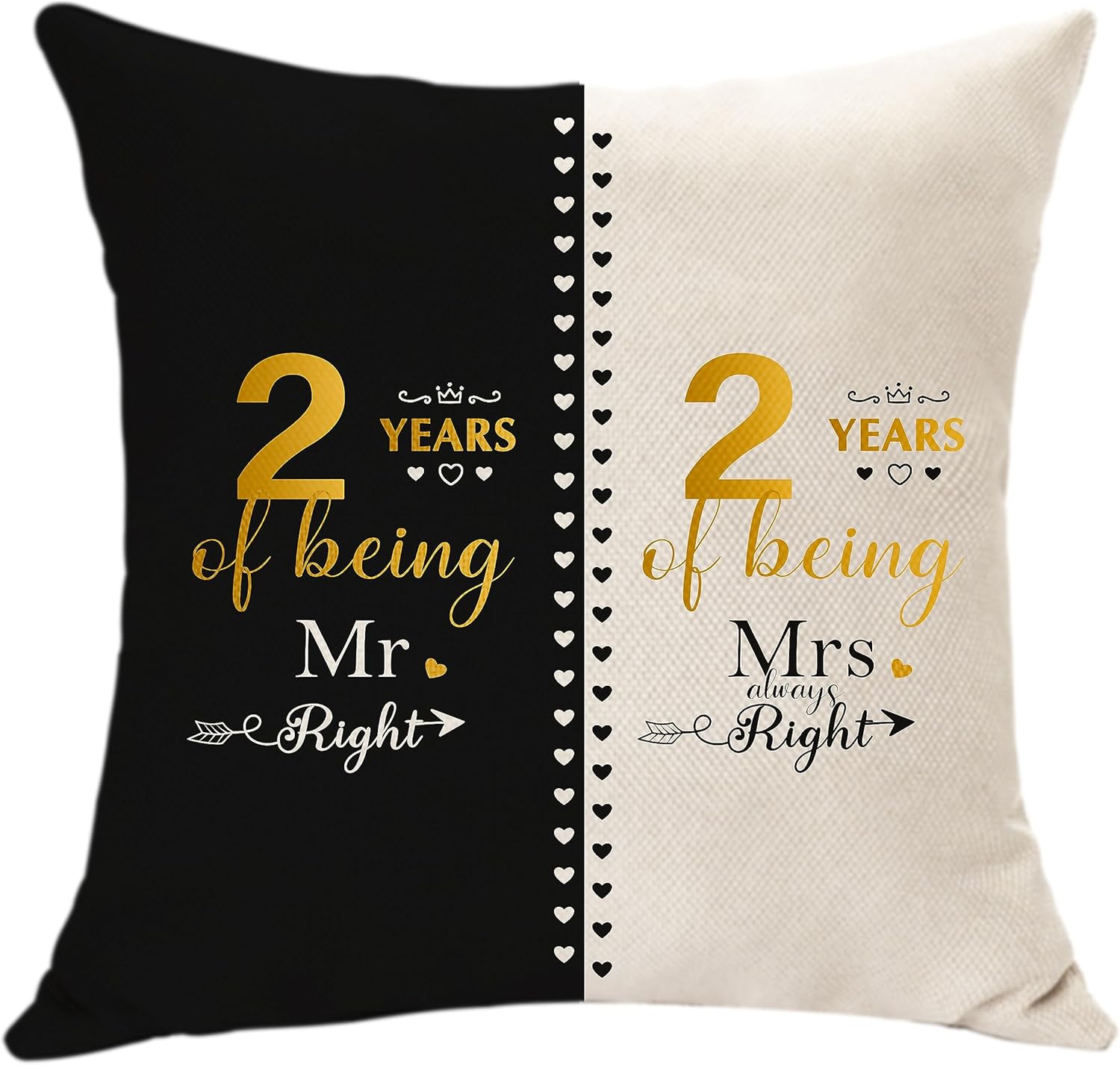 2nd Wedding Anniversary Cushion Cover Gift for Husband Wife Cotton