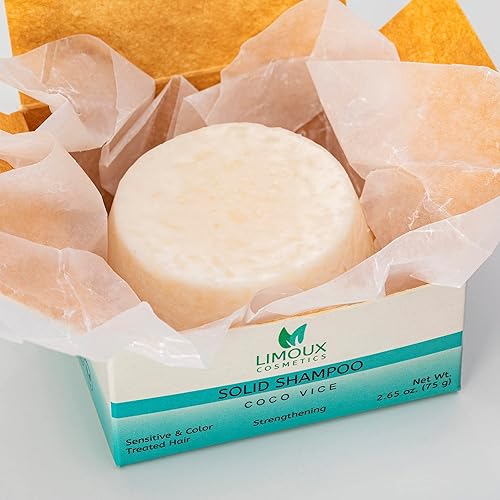 Limoux Cosmetics Barra de champú sólida para cabello sensible, dañado o tratado con color, hidratante, iluminador y voluminizante, 2.65 onzas, libre