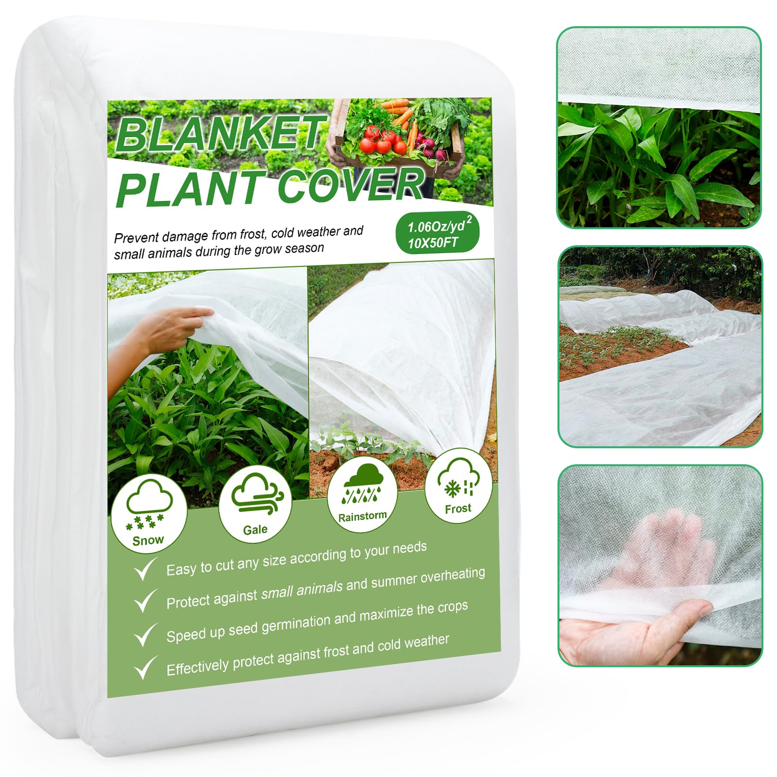 Photo 1 of YDSL Plant Covers Freeze Protection 10FT×50FT, 1.06 oz/yd² Floating Row Covers for Garden Beds Pest/Sun Protection, Frost Cloths for Outdoor Plants for Vegetables Flowers Fruits Winter Protection