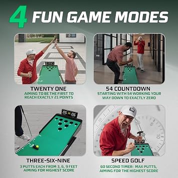 Izzo Golf Putter Clash Electronic Putting Game Digital Scoreboard & 4 Game Modes, Indoor Outdoor Golf Game for Adults, 11 ft Putting Green Mat, Golf Gifts for Men, Putter & Balls Included