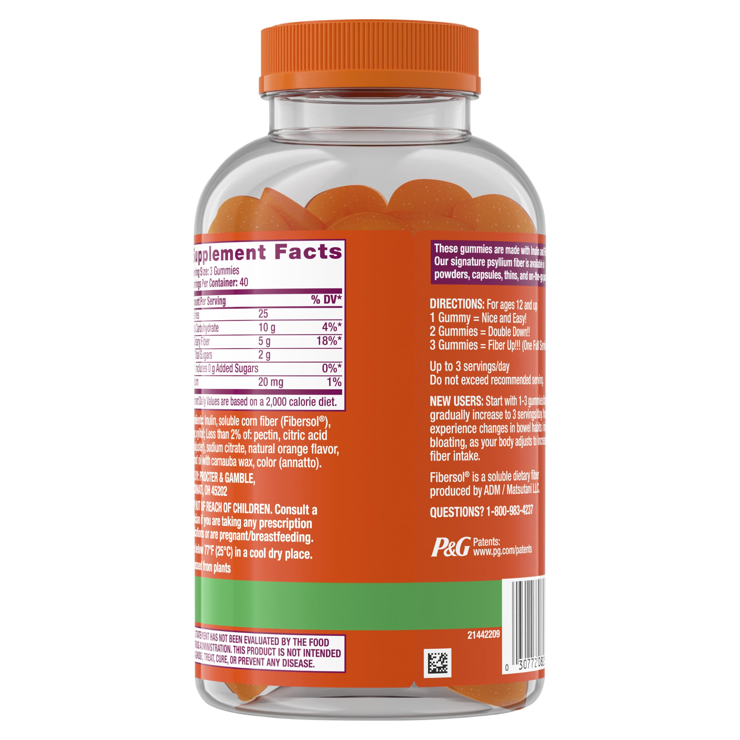 Metamucil Fiber Gummies for Adults, No Sugar Added Orange Flavor, 5g Prebiotic Plant Based Fiber Supplement Blend, 120 Count — Amazon image 11