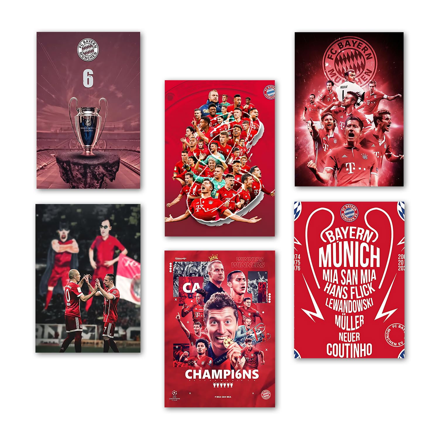 Wallgasm Bayern Munich Posters Set of 6, 8x12 inch (A4 Size) 300 GSM | Football | The Bavarians | Bayern Munich | Sports Wall Art For Bedroom, Living room