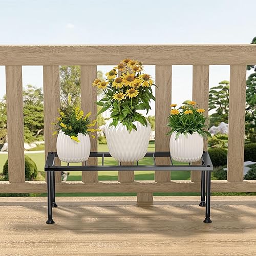 Miniatura 7 de Soporte para plantas de 1 nivel soporte para plantas de escalera - Soporte de metal para macetas - Estante de flores resistente para sala de estar,
