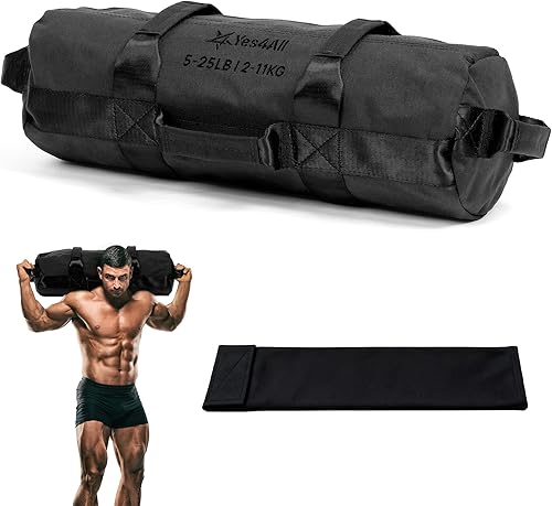 Yes4All Sandbags for Working Out, Adjustable Sand Bags for Weight Training with Handles, Multiple Colors & Sizes 5-200lbs