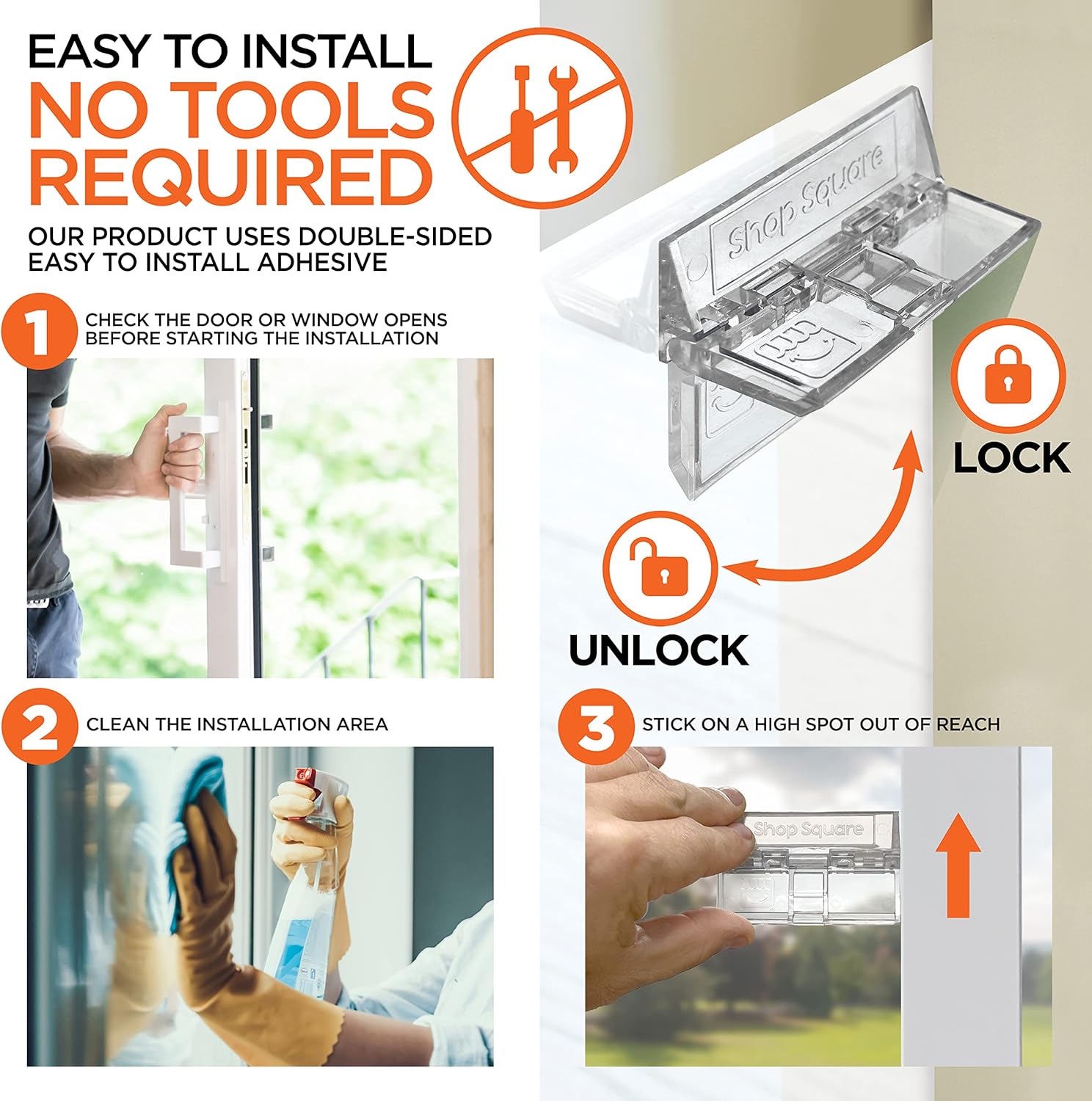 Sliding Glass Door Lock for Home Safety - 10 Pack Sliding Patio Door Locks, Child Safety Slide Window Stopper, Extra Strong Adhesive