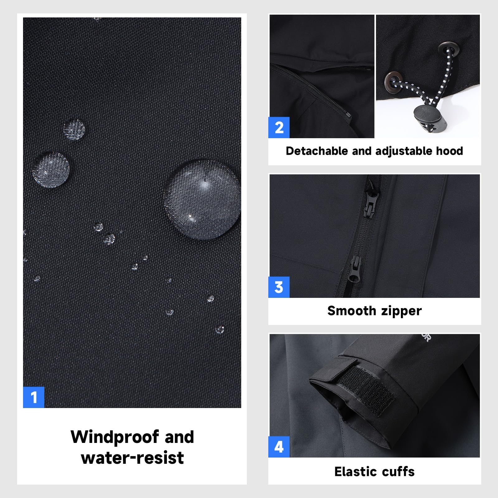 LHHMZ Veste imperméable d'extérieur pour hommes, Manteau de randonnée coupe-vent, Veste décontractée de tous les jours, Manteau de travail avec capuchon