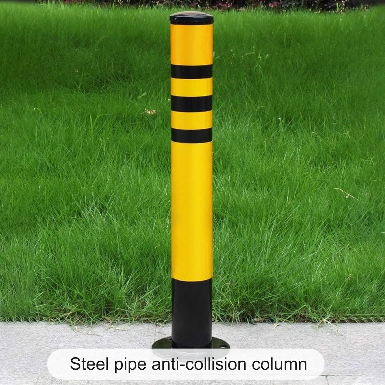 駐車場用ボラード イエロー スチール製安全ポスト アンカーボルト付き - 取り外し可能な交通バー 車道・ガレージ・駐車場管理用 (2