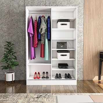 Berceste Beyaz 2 Sürgü Kapaklı Aynalı 8 Bölmeli Dolap Gardırop