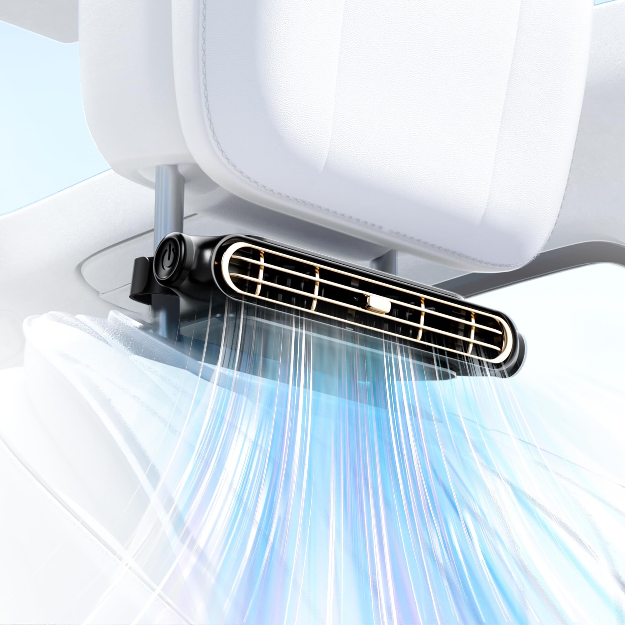 ViSSKO 2026 Ventilador para Reposacabezas de Coche, Invisible para Asiento, USB Portátil con 3 Velocidades Ajustables para la Mayoría de Coches, Jeep, Furgoneta, RV y Camión