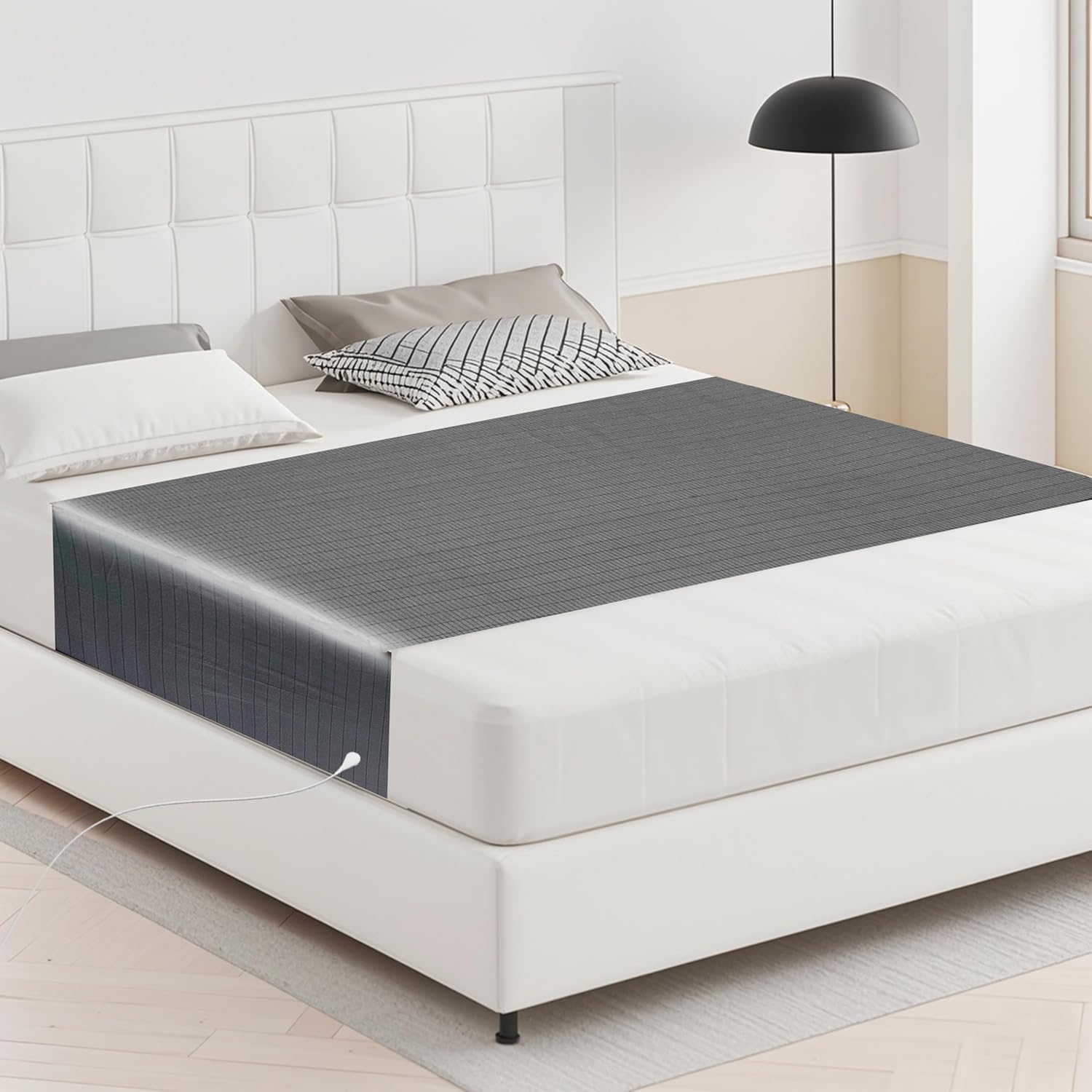 Grounding Sheets 10% Silver Fiber Grounding Mat for Bed Grounding Flat Sheet All Bed Sizes 26x112in Gray