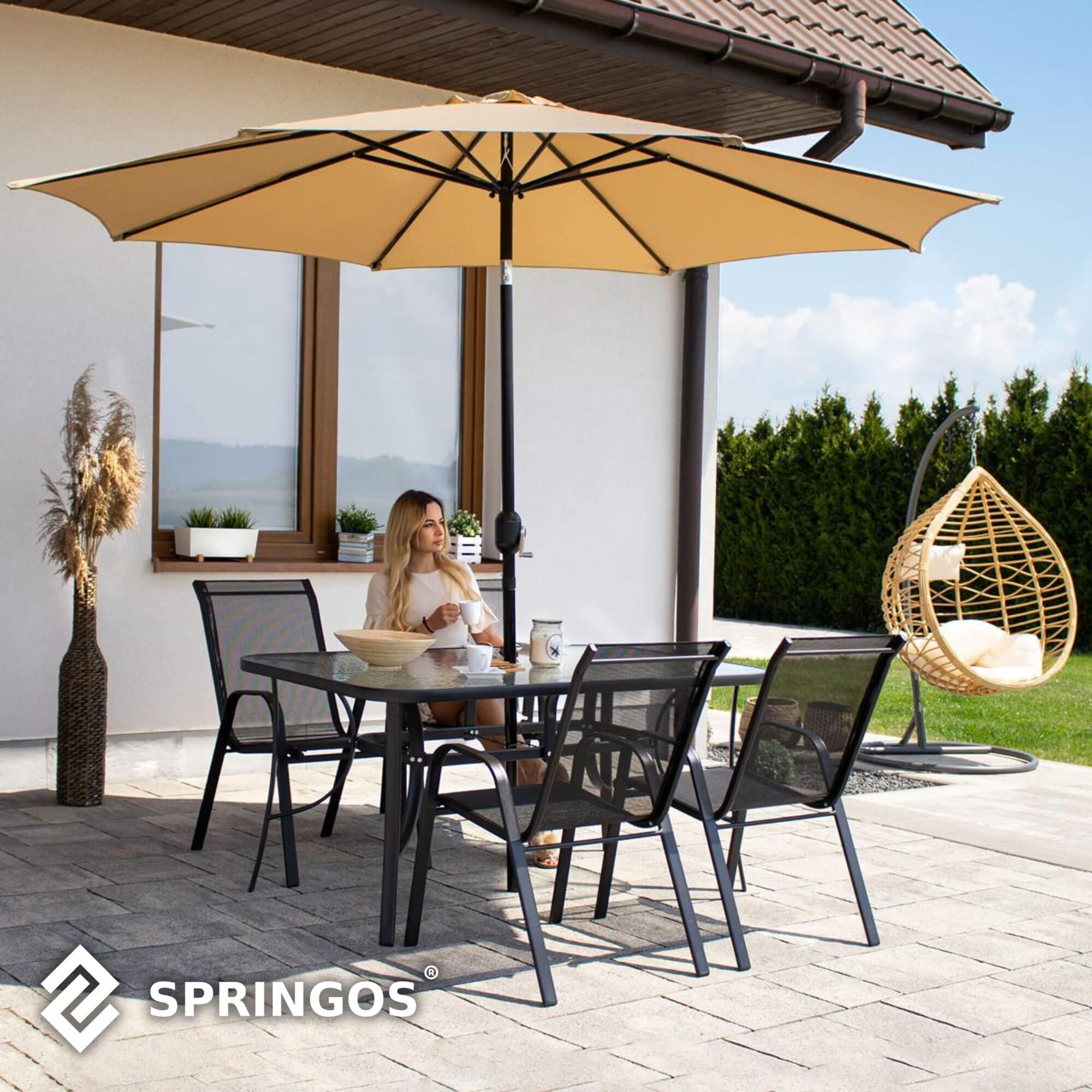 SPRINGOS Set di 2 sedie da giardino – poltrone da balcone resistenti alle intemperie per terrazza ed esterni – mobili da giardino design