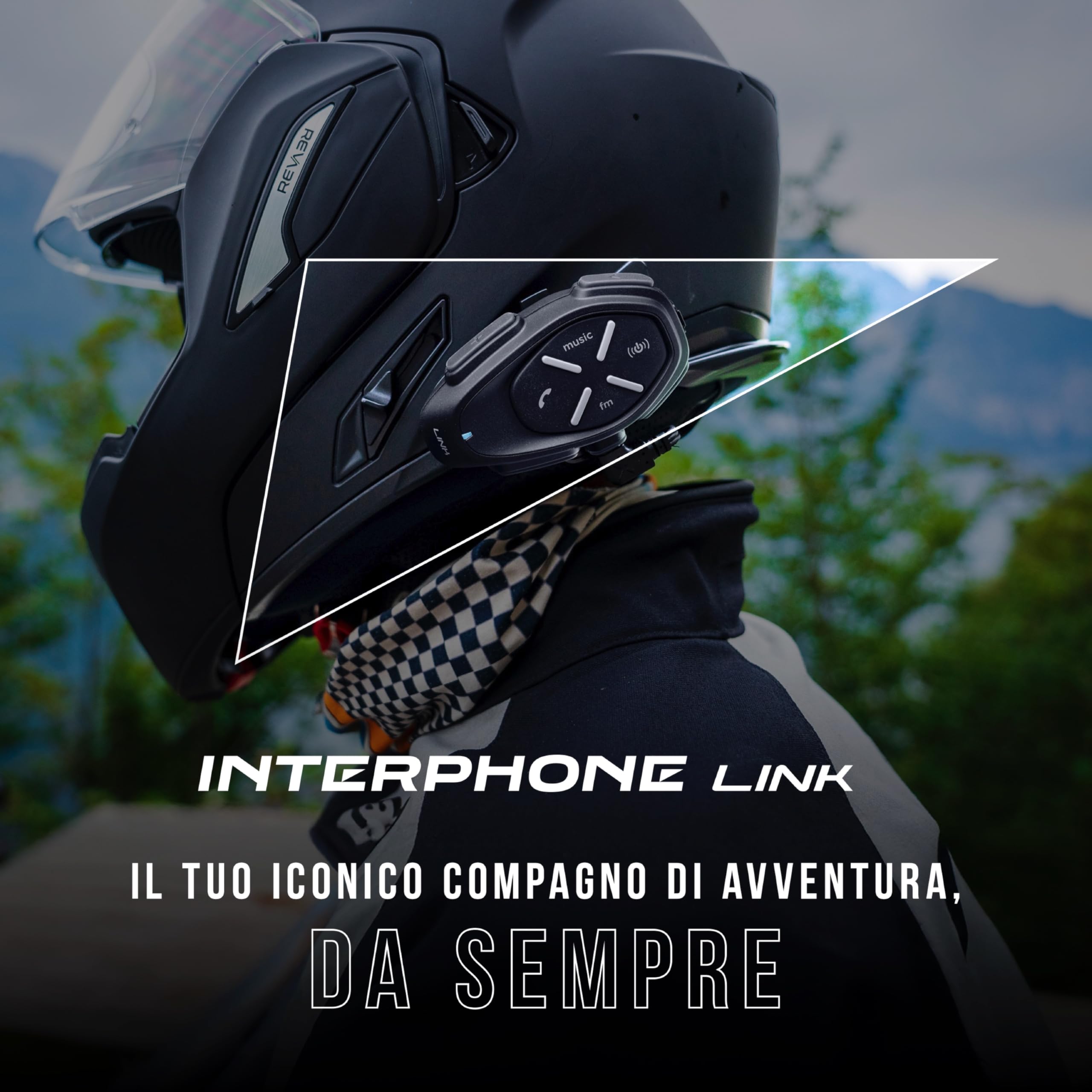 INTERPHONE LINK Doppio Interfono Bluetooth Casco Moto 300Mt 20 Ore GPS Impermeabile Universale
