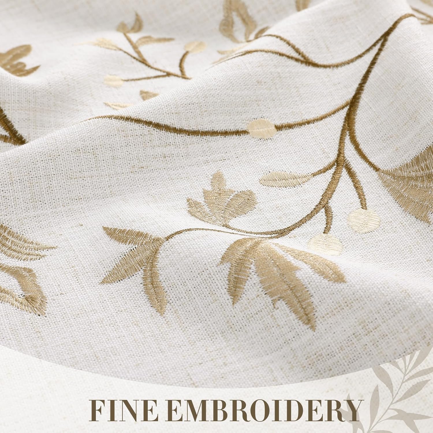 Cotton Linen Rectangle Tablecloth with Tassel for Dining Table, Burlap Heavy Duty Floral Farmhouse Coffee Kitchen Table Cloth Wrinkle Free Table Cover - Golden Flower, 55x79 Inch