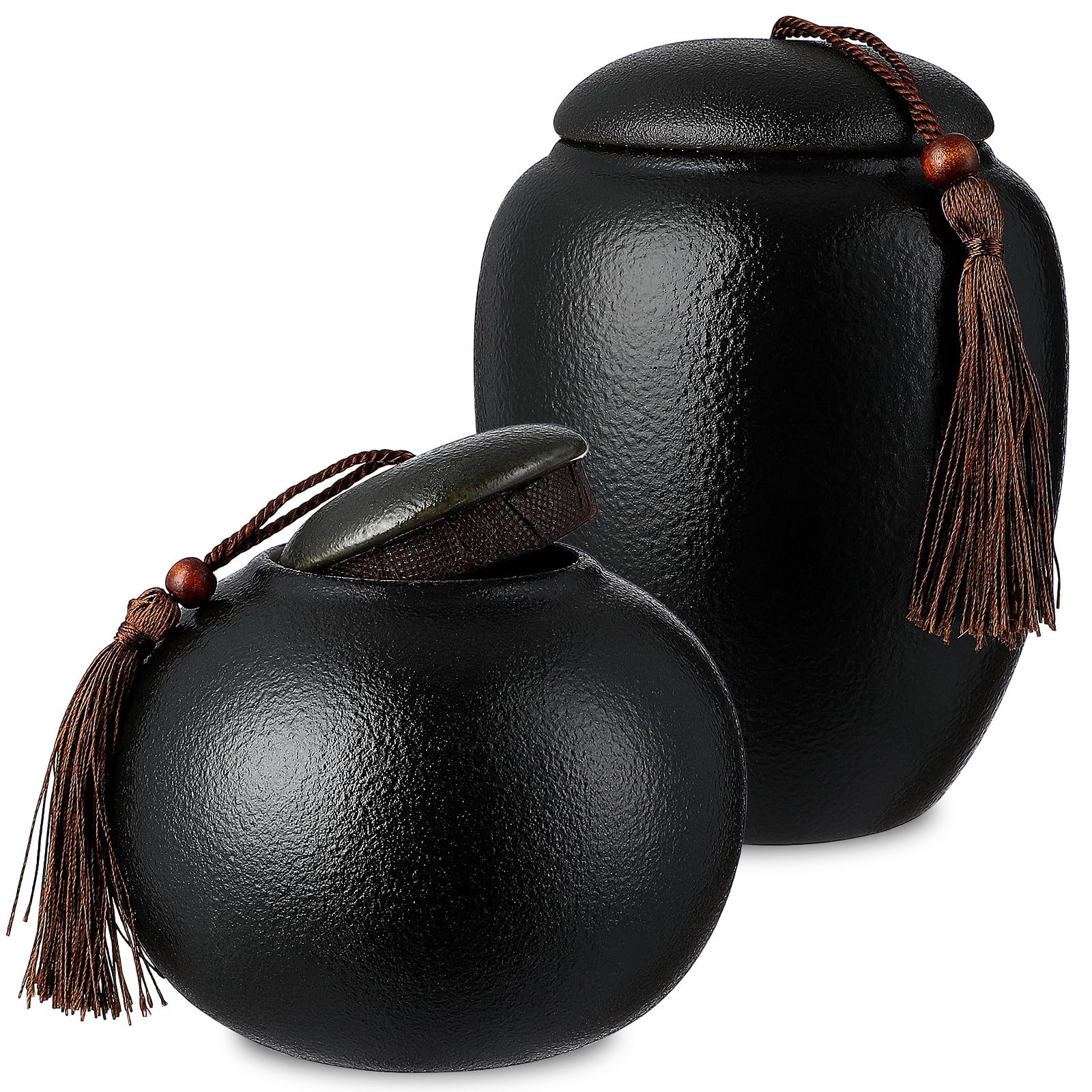 Toyvian 2 Stück Vintage Keramik Teedosen mit Versiegelten Deckeln Luftdichte Vorratsdosen für Losen Tee Gewürze Kaffee Küchen Tischdekoration für Zuhause und Büro