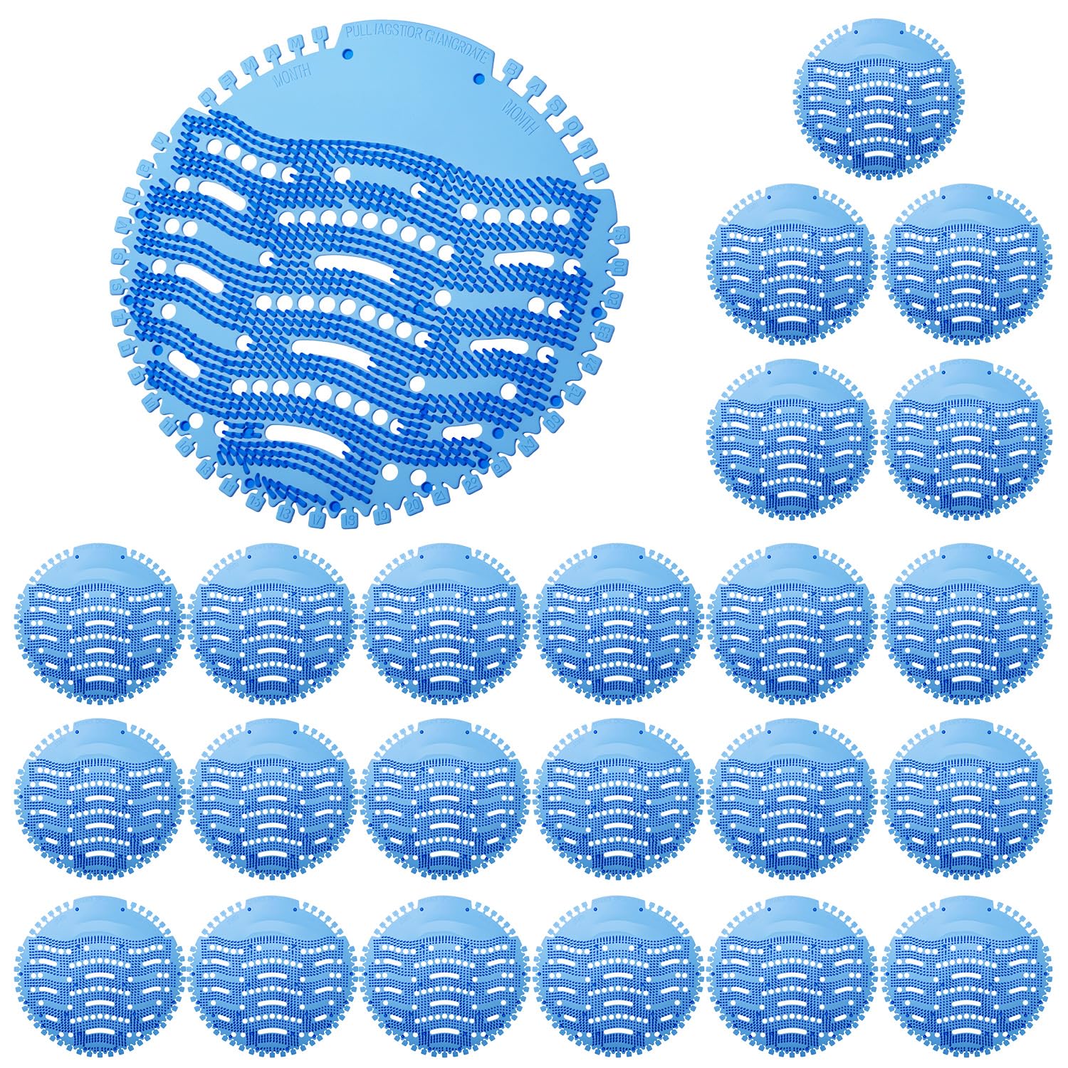 QWORK Urinal Screen Deodorizer Mat (24 Pack) - Urinal Cakes with Anti-Splash Filter Odor Protection, Mats for Men Toilet in Office Bathroom Schools Stadiums.