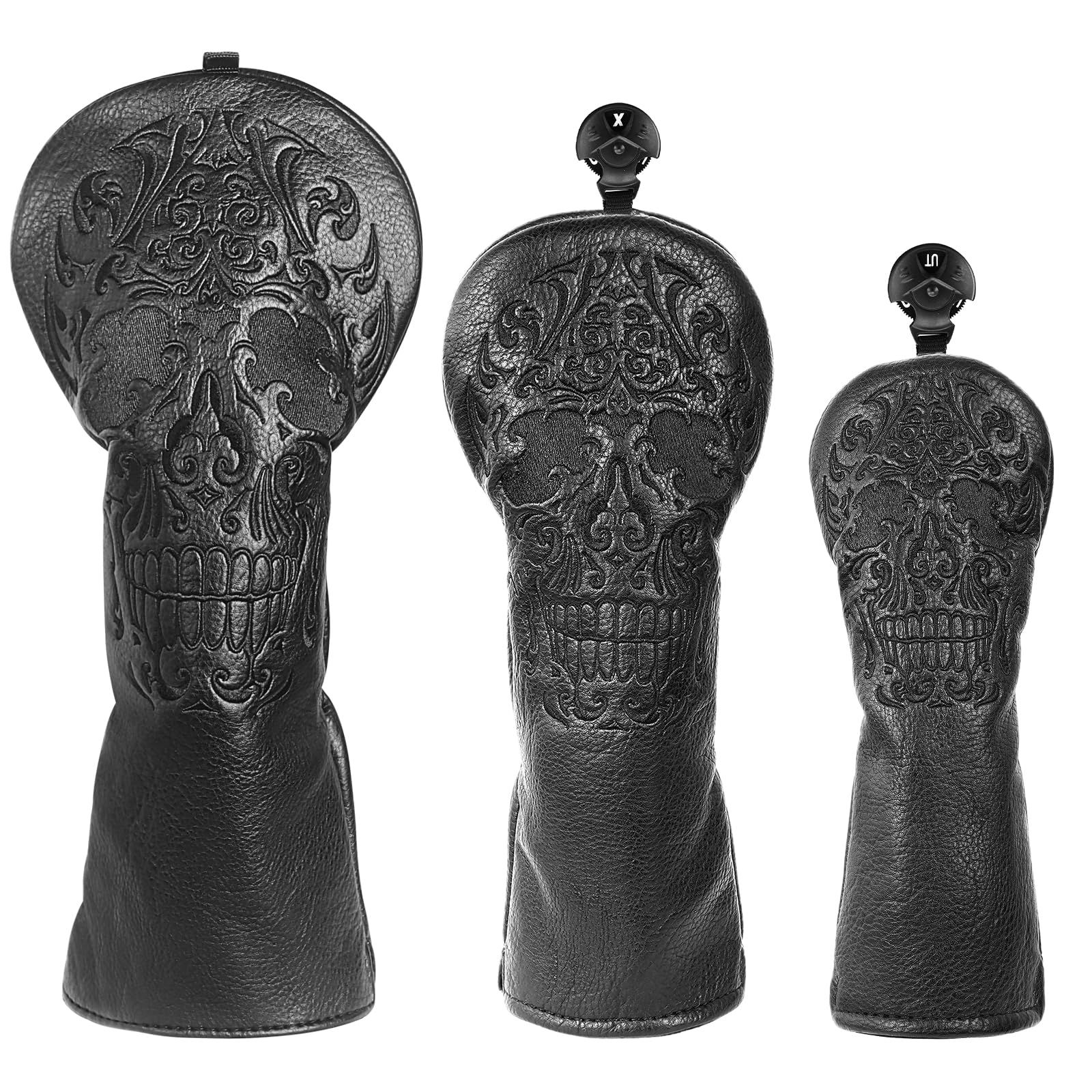 Craftsman GolfSkull Skeleton Black Golf Club Head Covers Headcover for Woods Driver and Hybrids