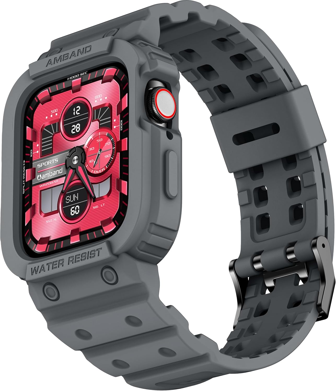 amBand Rugged Sport Band with Case for Apple Watch, Protective Cover for Men & Women, for iWatch Ultra 1/2/3 49mm, Series 10/11 46mm/42mm, 9/8/7 45mm/41mm, SE3/SE2/SE/6/5/4 44mm/40mm, 3/2/1 42mm/38mm