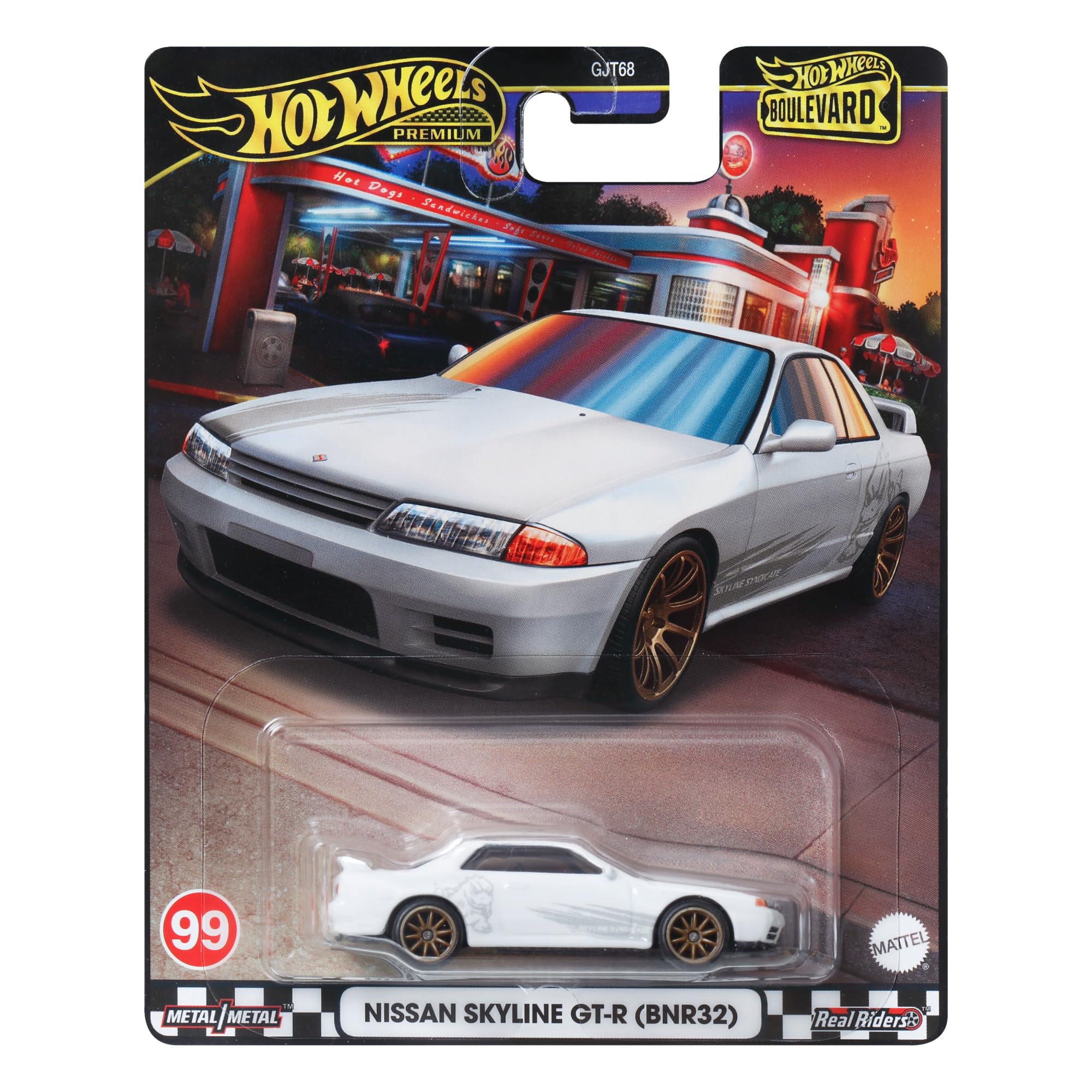 Hot Wheels Modelo de Coche Nissan Skyline GT-R BNR32 - Die Cast Escala 1:64 - Longitud 7 cm - HRT74 - Serie Boulevard 99