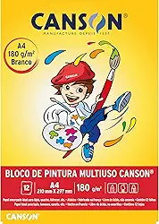 CANSON Escolar, Papel de Pintura Multiuso em Bloco 180g/m², Tamanho A4