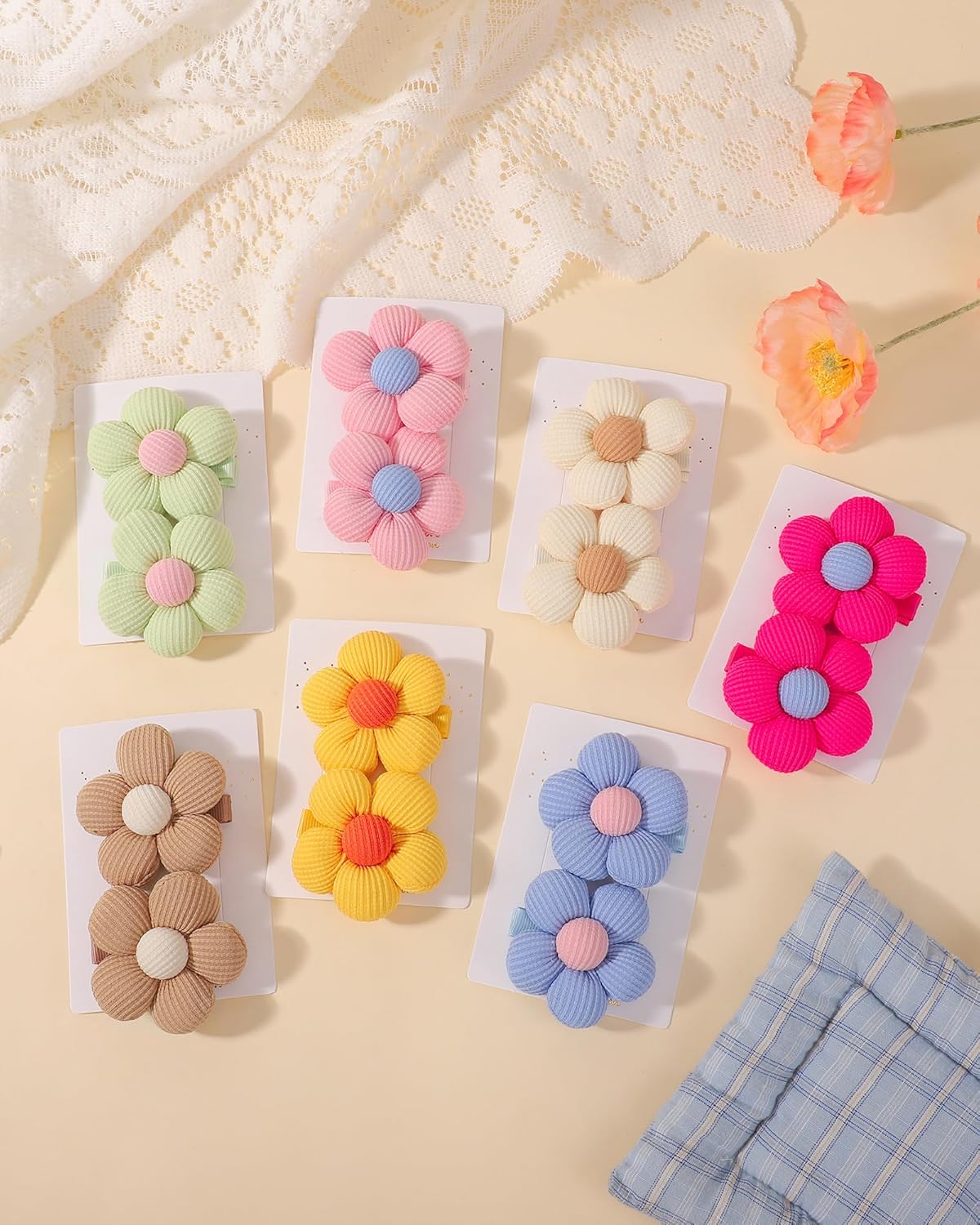 doboi 14 Pcs Flower Hair Clips Non Slip Flower Bows Alligator Clips Hair Accessories for Little Girls Toddlers Teens and Women - Image 5