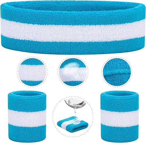 Miniatura 2 de ONUPGO Juego de bandas para el sudor para niños pequeños, banda atlética de algodón para el sudor para niños, jóvenes y bebés (1 diadema + 2