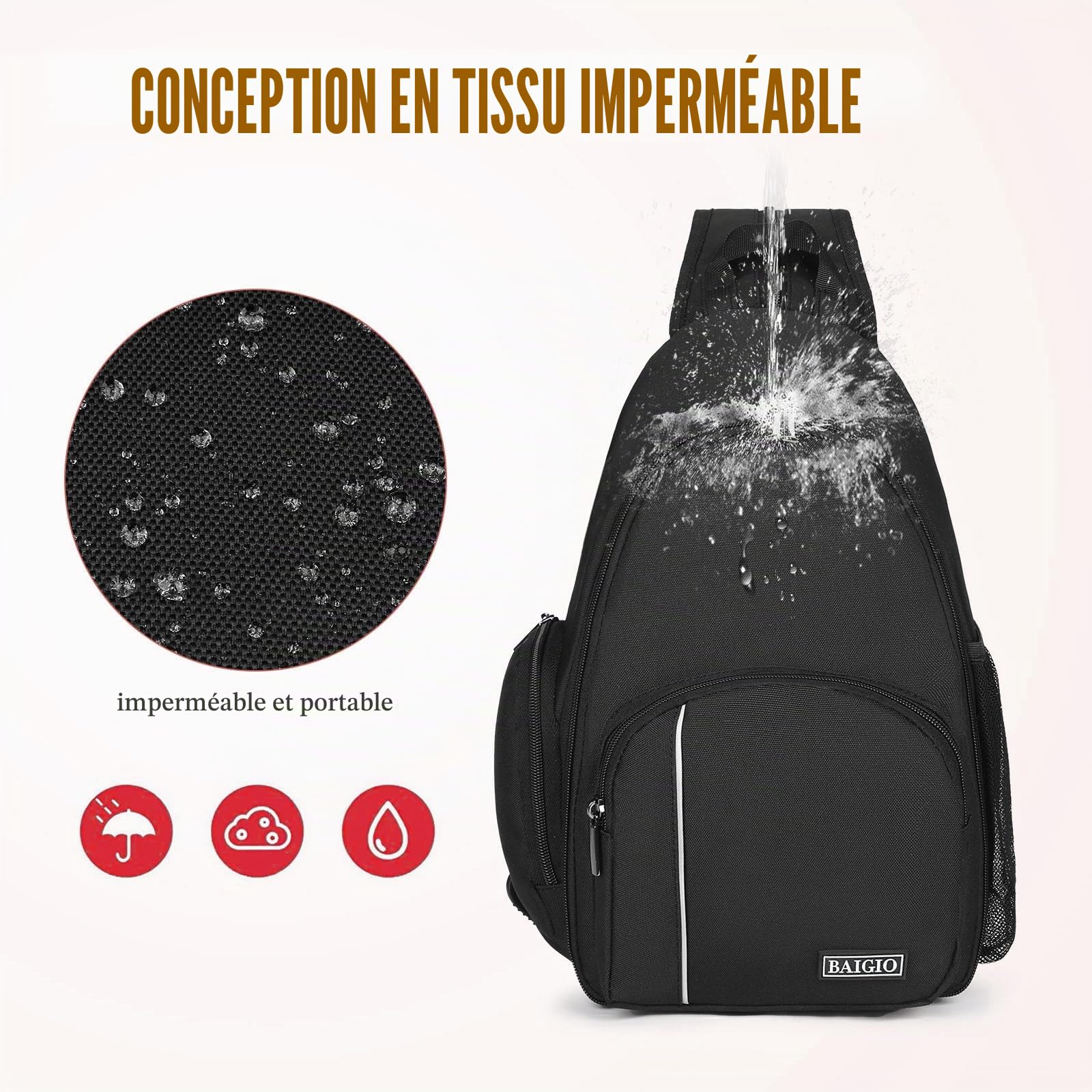 BAIGIO Sac à Dos pour Appareil Photo Sac à Dos Photo Sac à Bandoulière Hydrofuge Compatible avec Les Appareils Photo Reflex 1 DSLR SLR 3 Objectifs Sony Canon Nikon