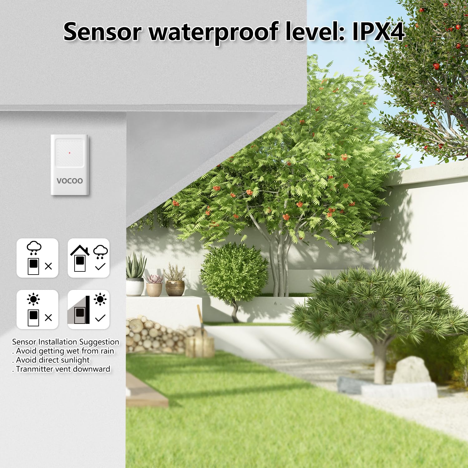VOCOO Termometro per Interni ed Esterni Igrometro Monitor di Umidità Misuratore di Temperatura Digitale Stazioni Meteo con Retroilluminazione LCD Orologio Data Valore Min/Max Indicatore di Comfort