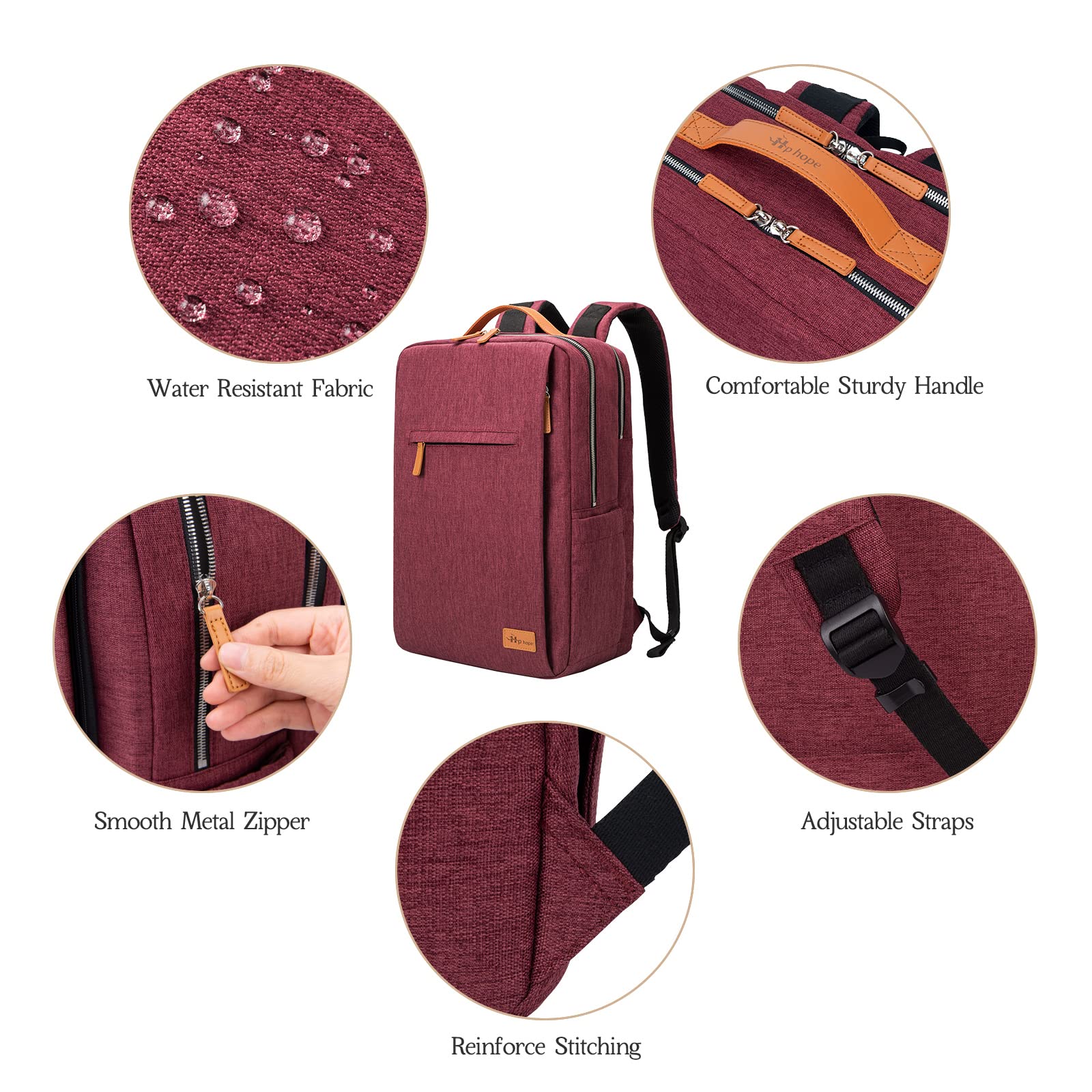 Hp hope Zaino da lavoro per uomo, zaino impermeabile da donna per zaino da scuola per laptop da 15,6 inch con porta di ricarica USB, zainetto antifurto da 22 litri per viaggi di lavoro, escursioni