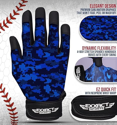 Miniatura 3 de Exxact Sports Guantes de bateo para jóvenes con manga de brazo, guantes de bateo de béisbol para niños y jóvenes, guantes de bateo de sóftbol para