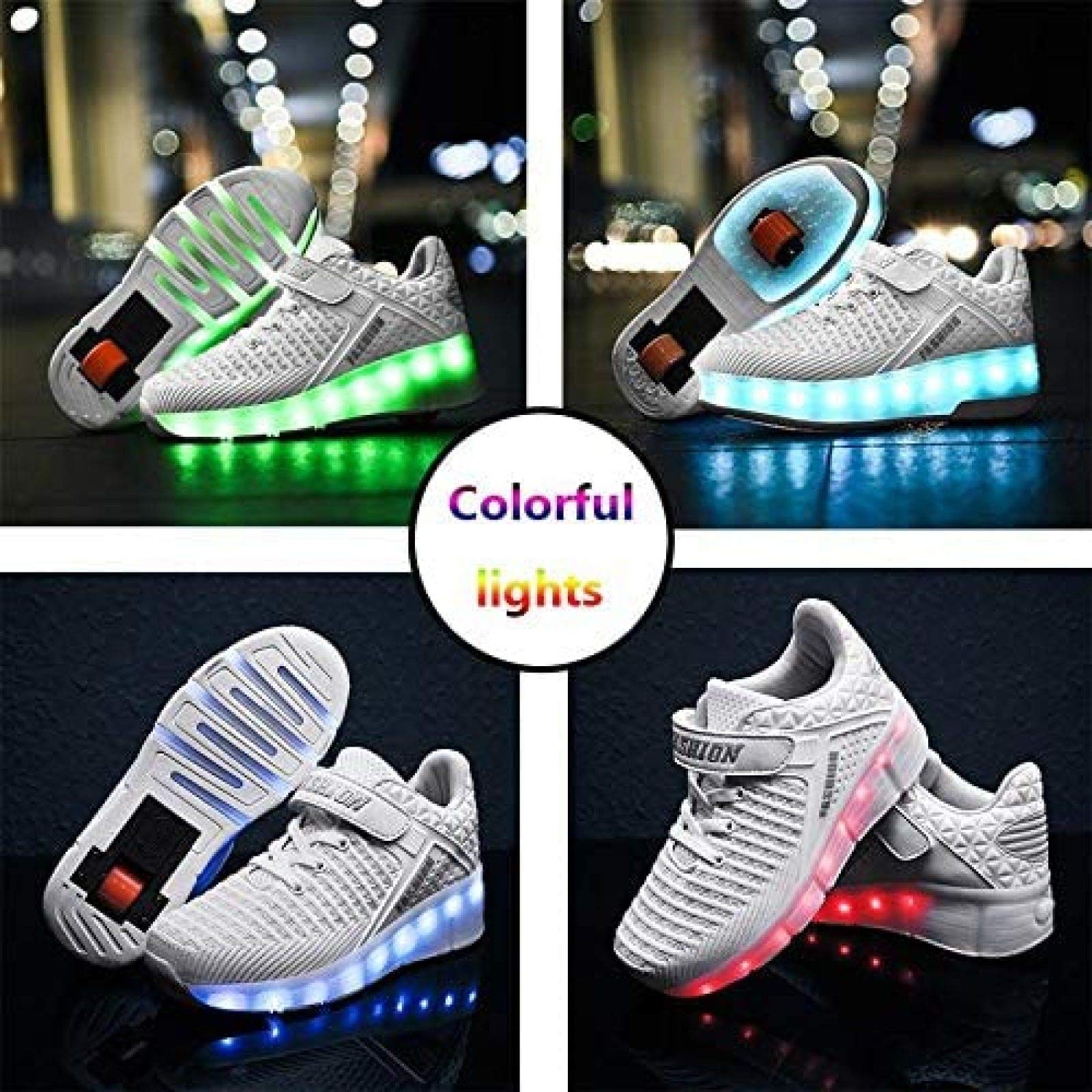 Zapatos LED Zapatos De Patinaje sobre Ruedas LED Niños Niñas Zapatillas Deportivas Al Aire Libre Zapatillas Deportivas De Gimnasia,White Single-41